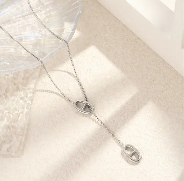 Silver sliding navy necklace