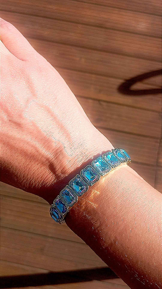 Bracelet acier Cristal bleu