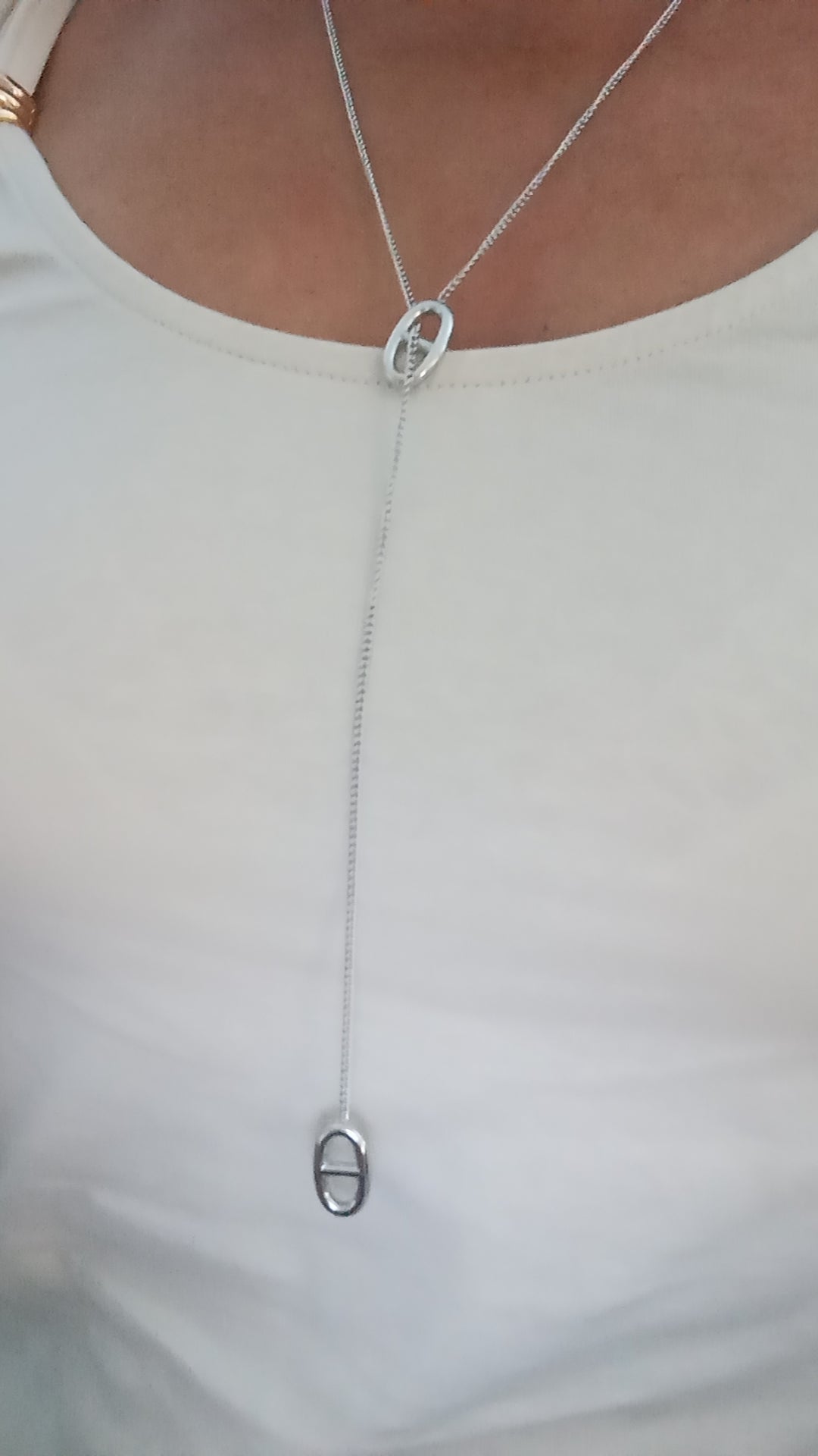 Silver sliding navy necklace