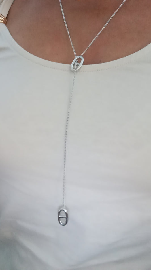 Silver sliding navy necklace