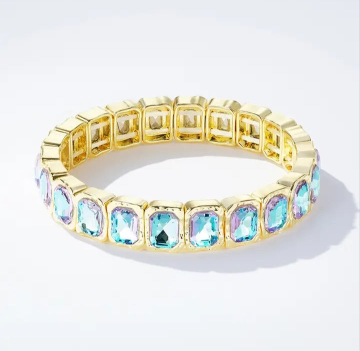 Bracelet acier Cristal bleu