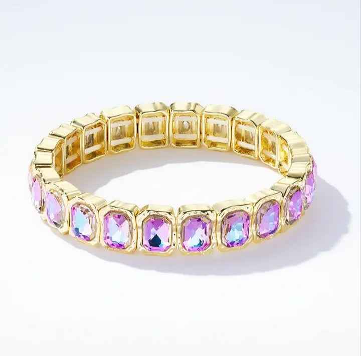 Bracelet acier Cristal rose