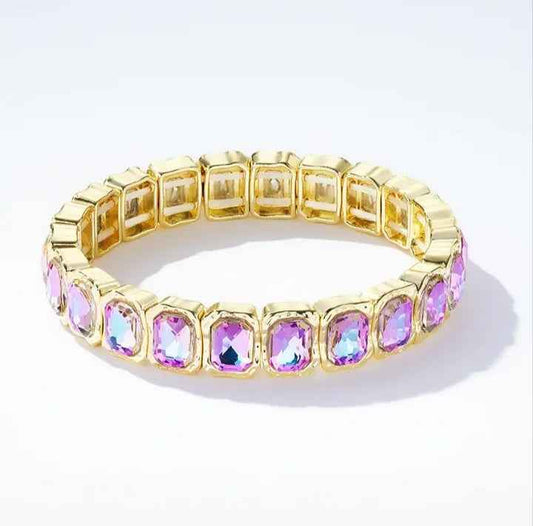 Bracelet acier Cristal rose